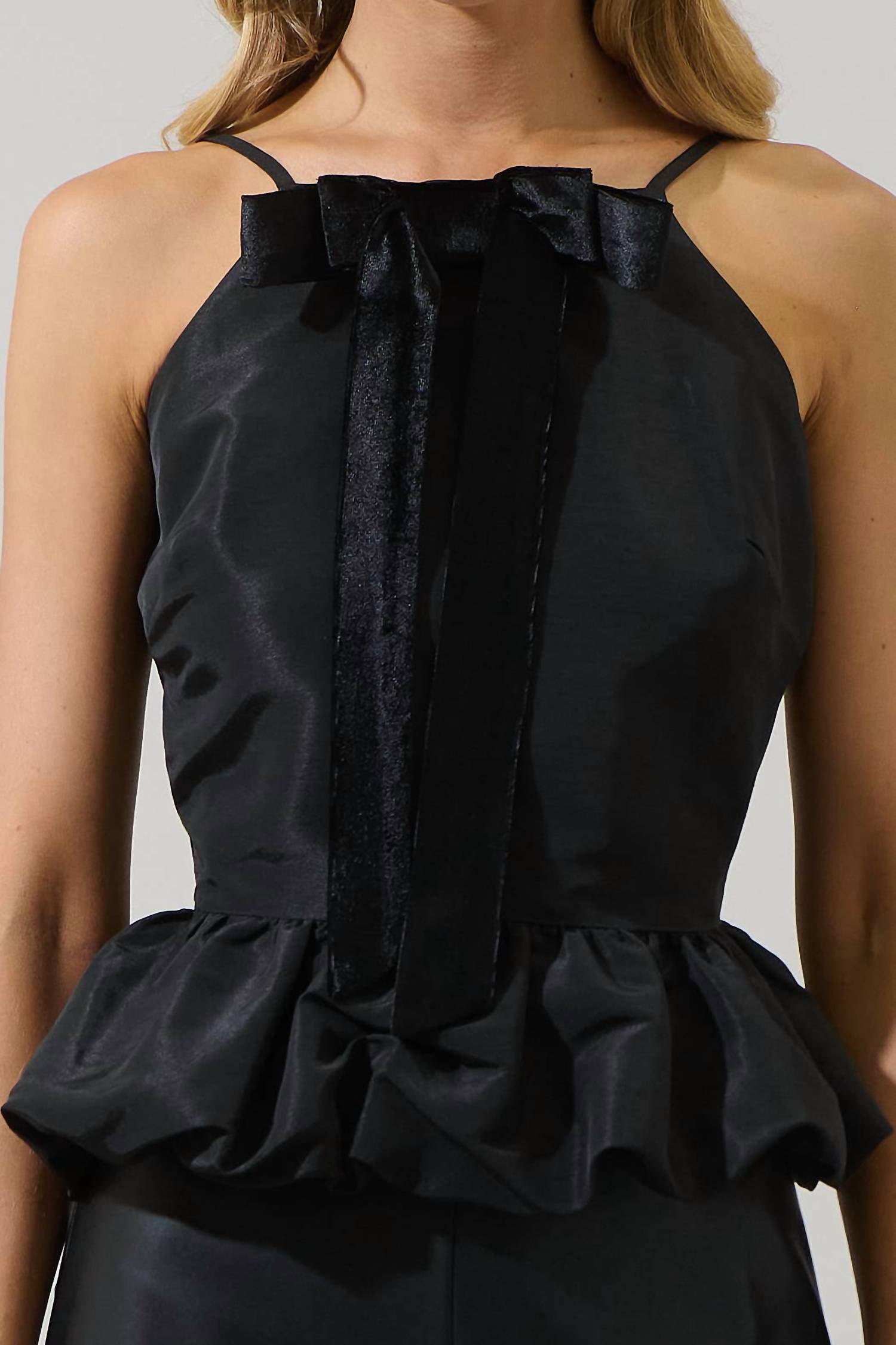 Sugarlips - Finda Velvet Bow Peplum Top