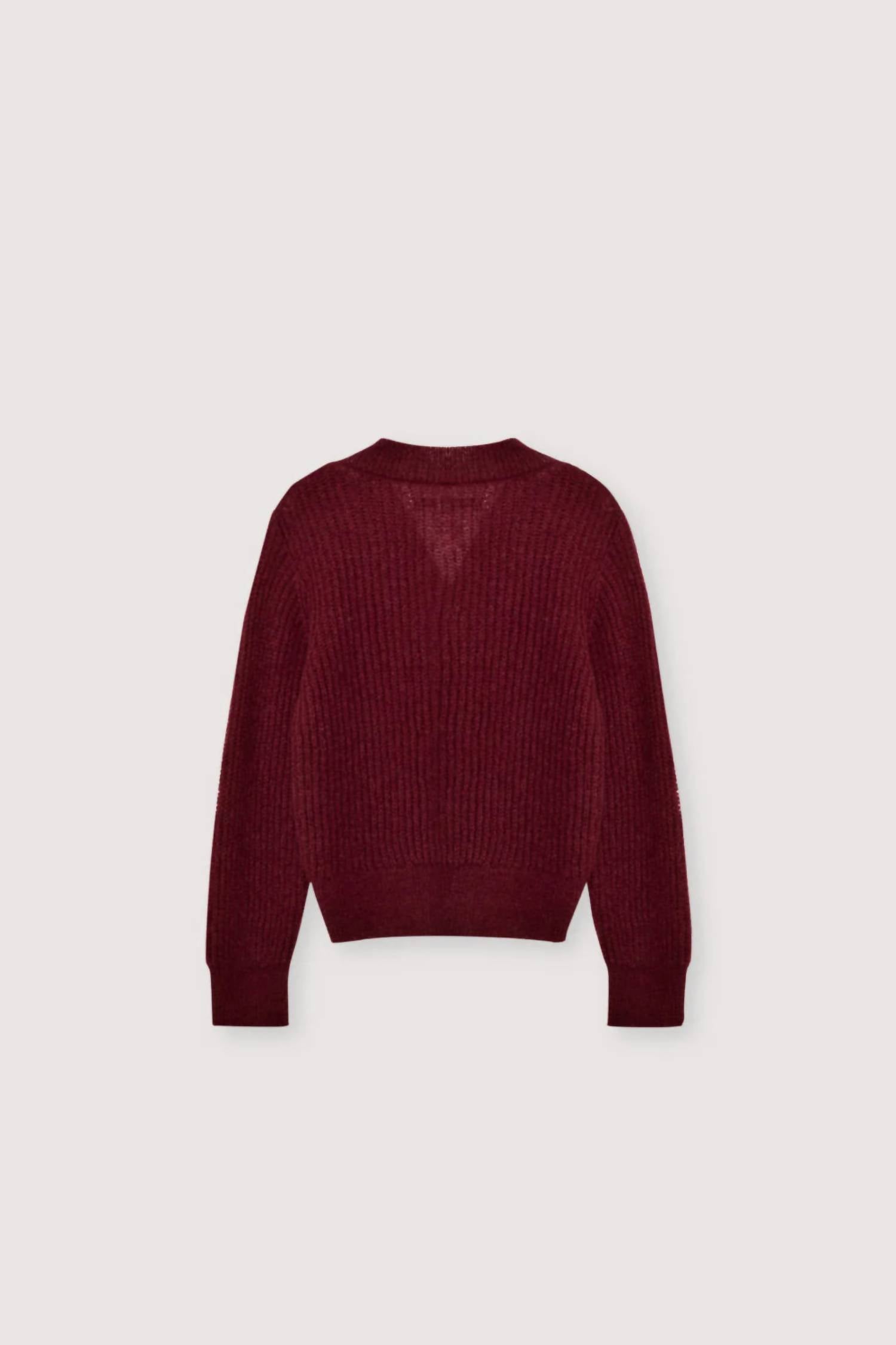The New Society Girl's Lina Cardigan in plum fantasy - kids' sweater - detail view