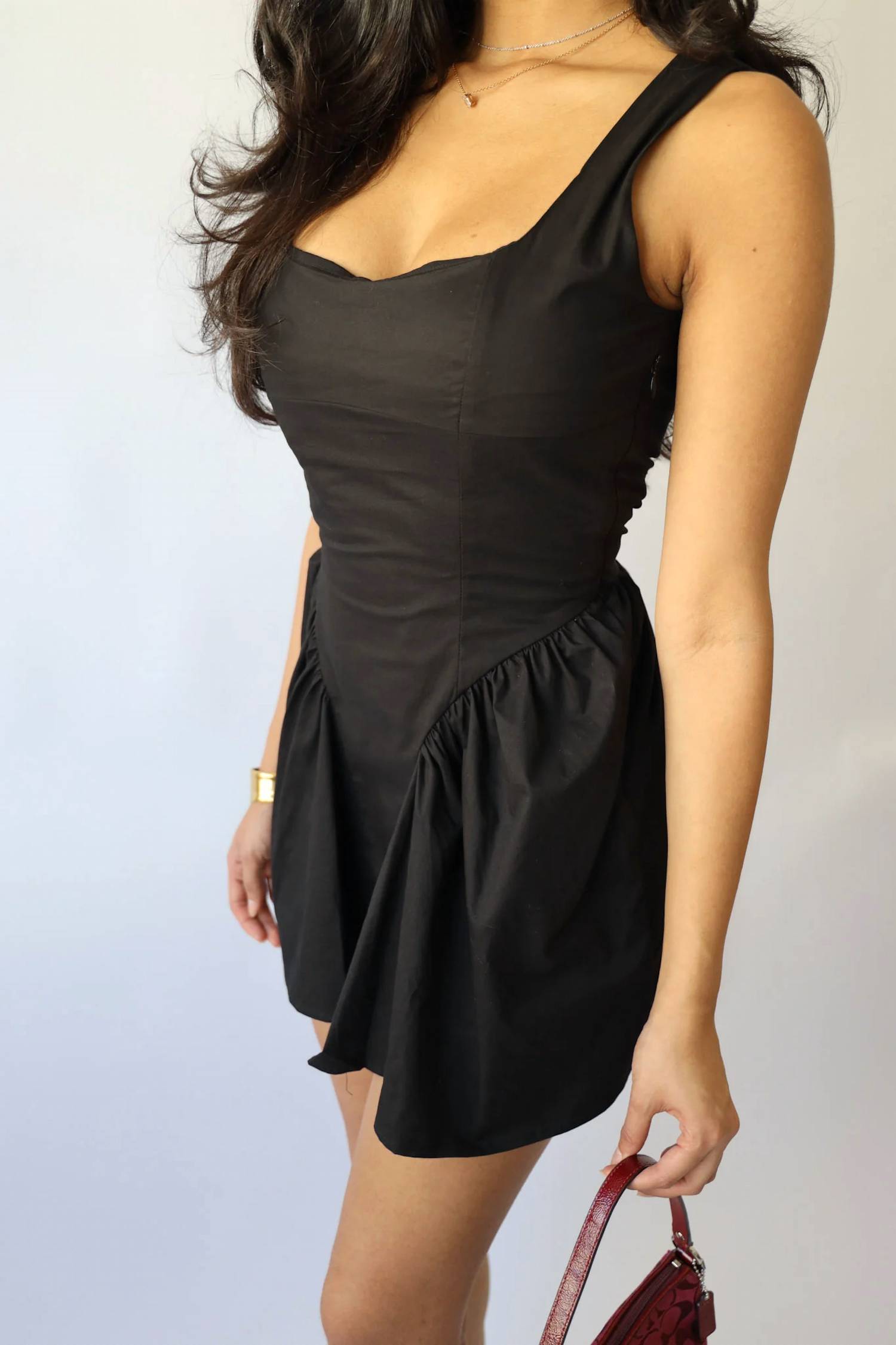 Bailey Rose - Lace Up Back Puff Skirt Mini Dress