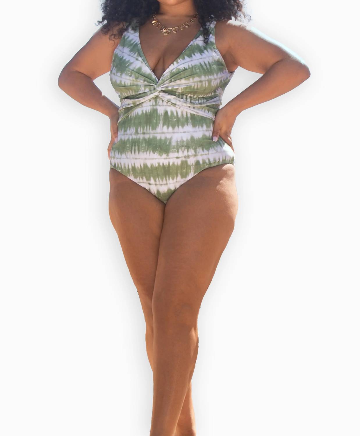 Fashion Szn Curve - Twist Front Sculpting Swimsuit - Plus Size