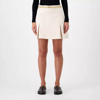 Gucci - Boucle Blended Skirt With Inverted Pleats And Gold Tone Gg Chain