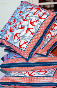 GRETCHEN SCOTT Anchors Away Cotton Pillow Cover in nautical print - item - alternate view