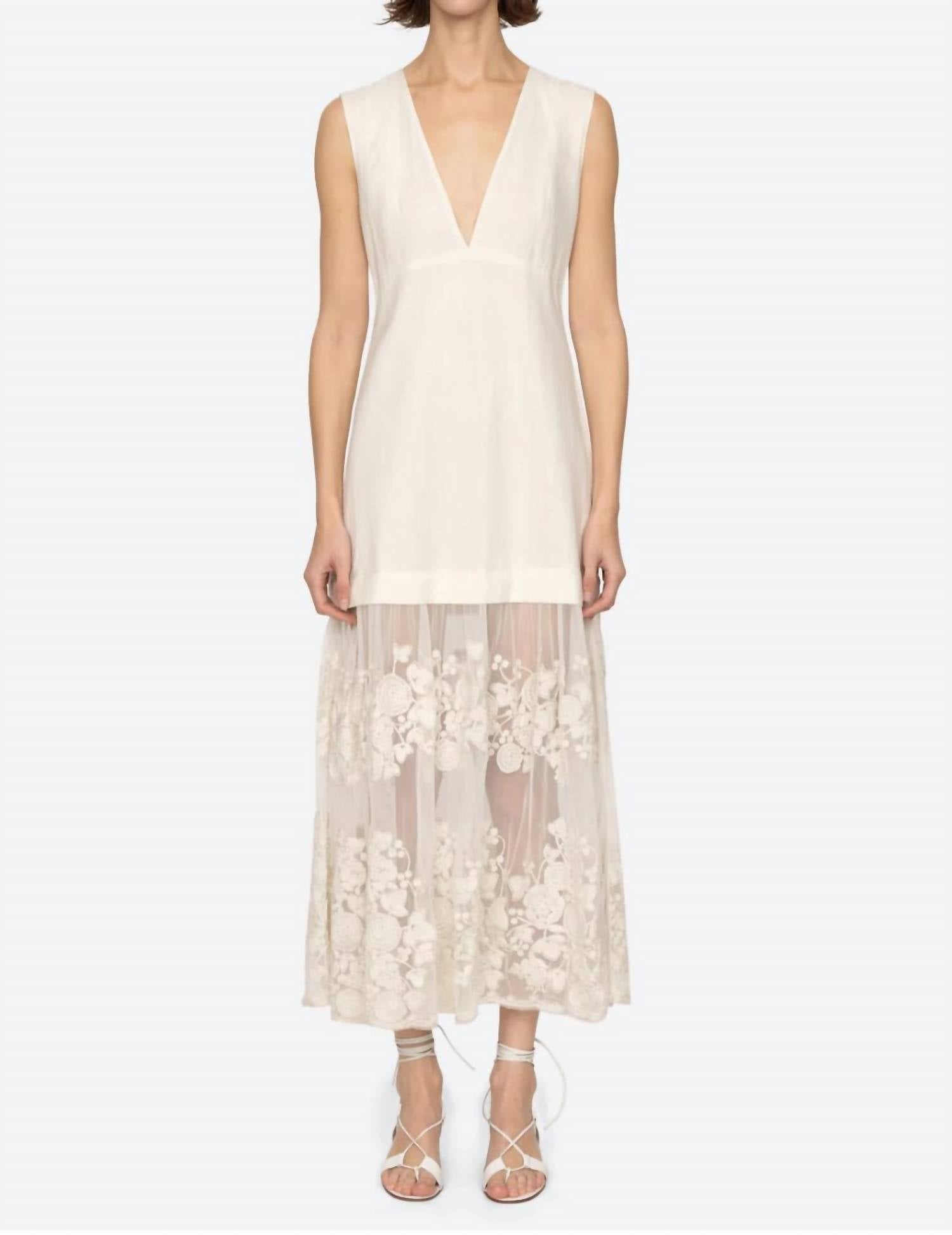 Sea - Arielle Lace V-neck Midi Dress