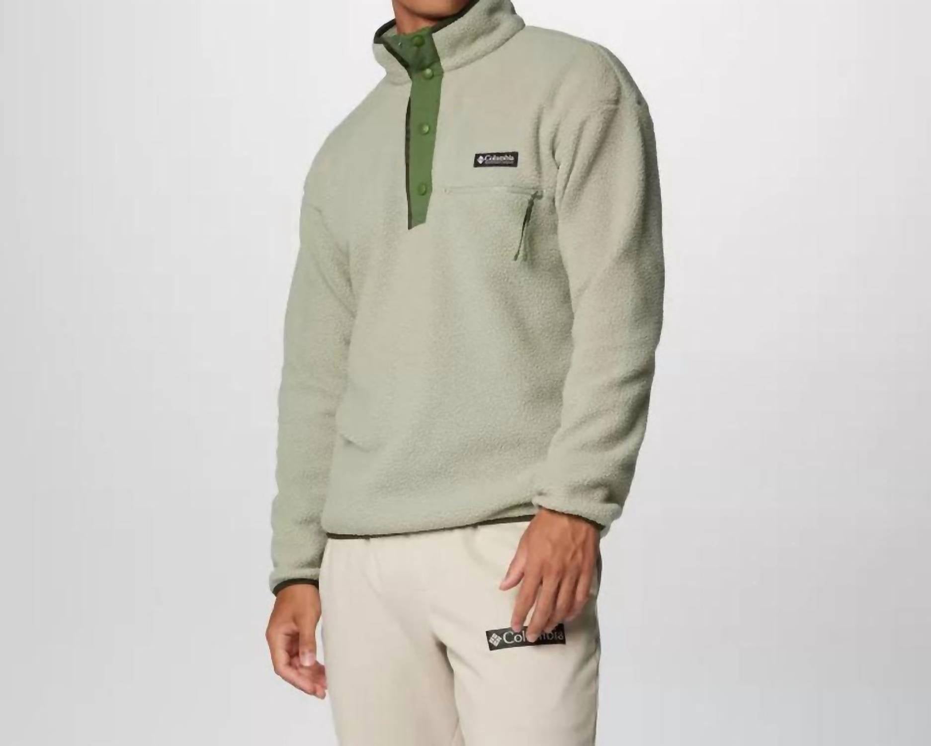 Columbia Helvetia Ii Half Snap Fleece Top in safari - men's long sleeve top - detail view
