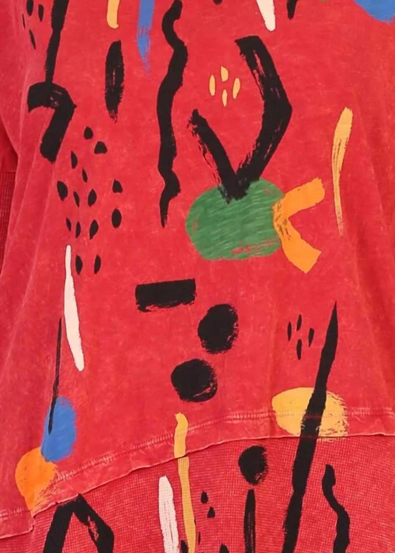 Jess & Jane Surprise Mineral Washed Dolman Sleeve Cotton Top - Plus in scarlet - women's blouse - detail view