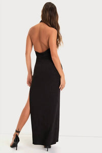 Lulus - Flawless Expression Mock Neck Halter Maxi Dress