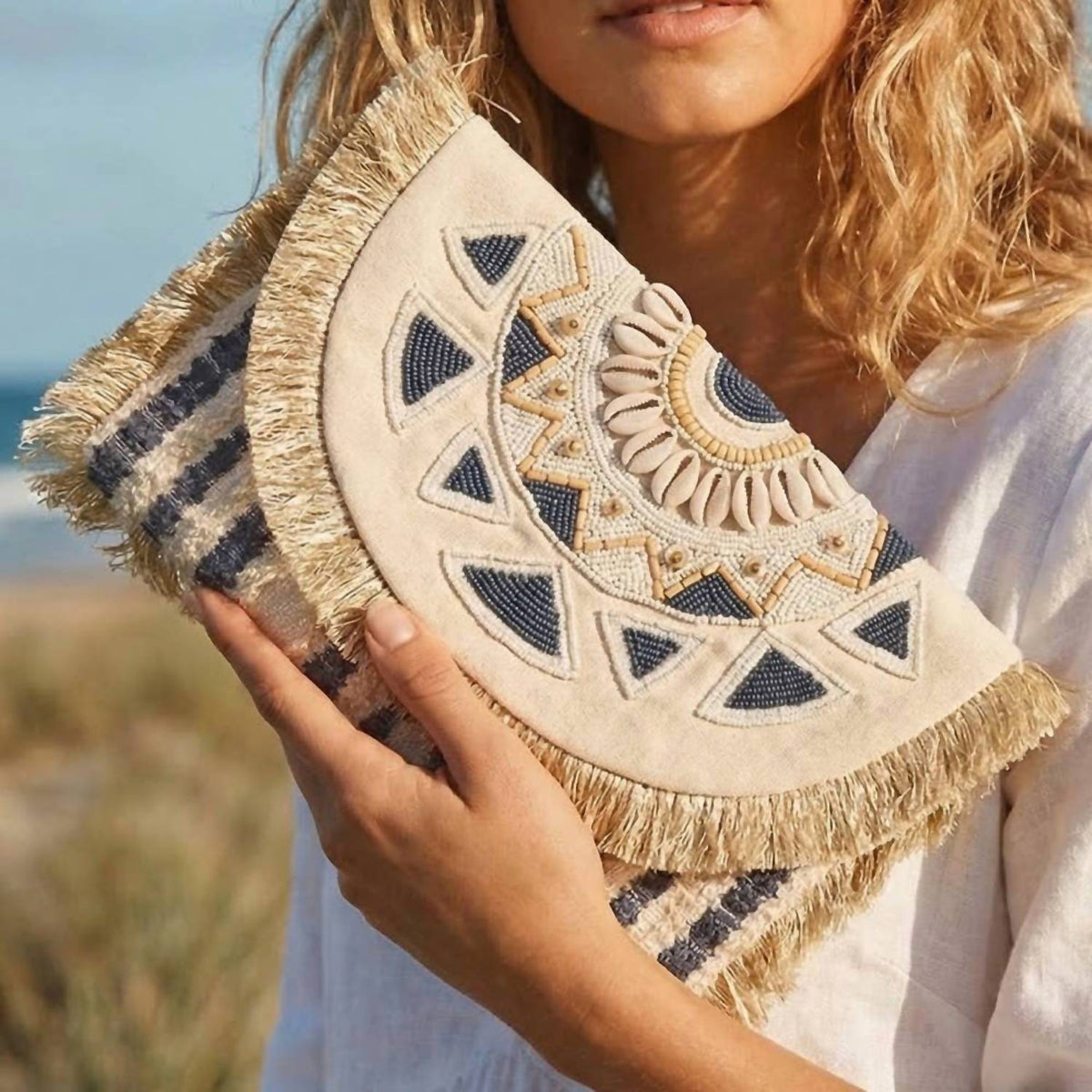 Anarchy Street - Women's Beaded Fringe Trim Mandala Clutch Bag