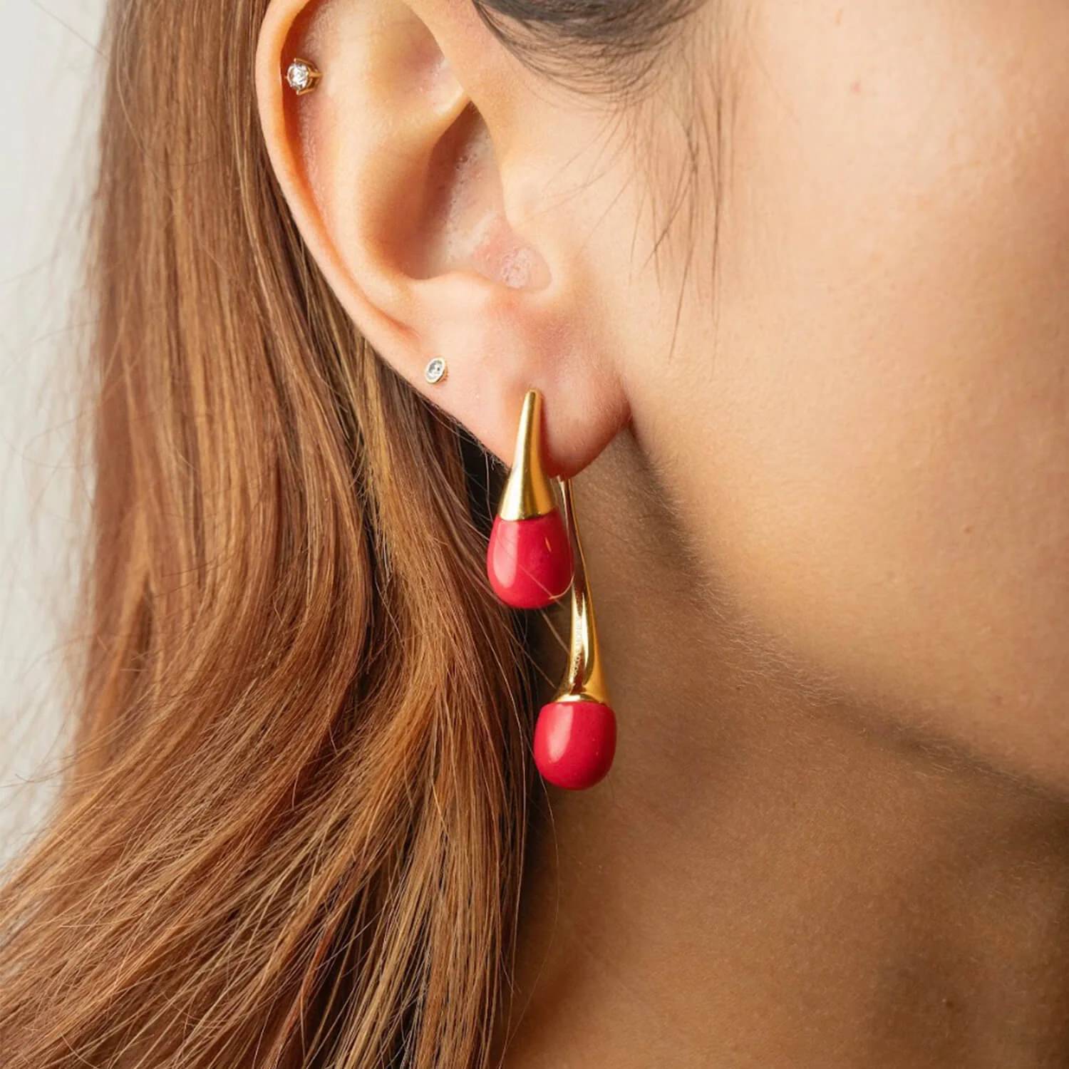 Gold & Honey - Women's Interchangeable Double Drop Earrings