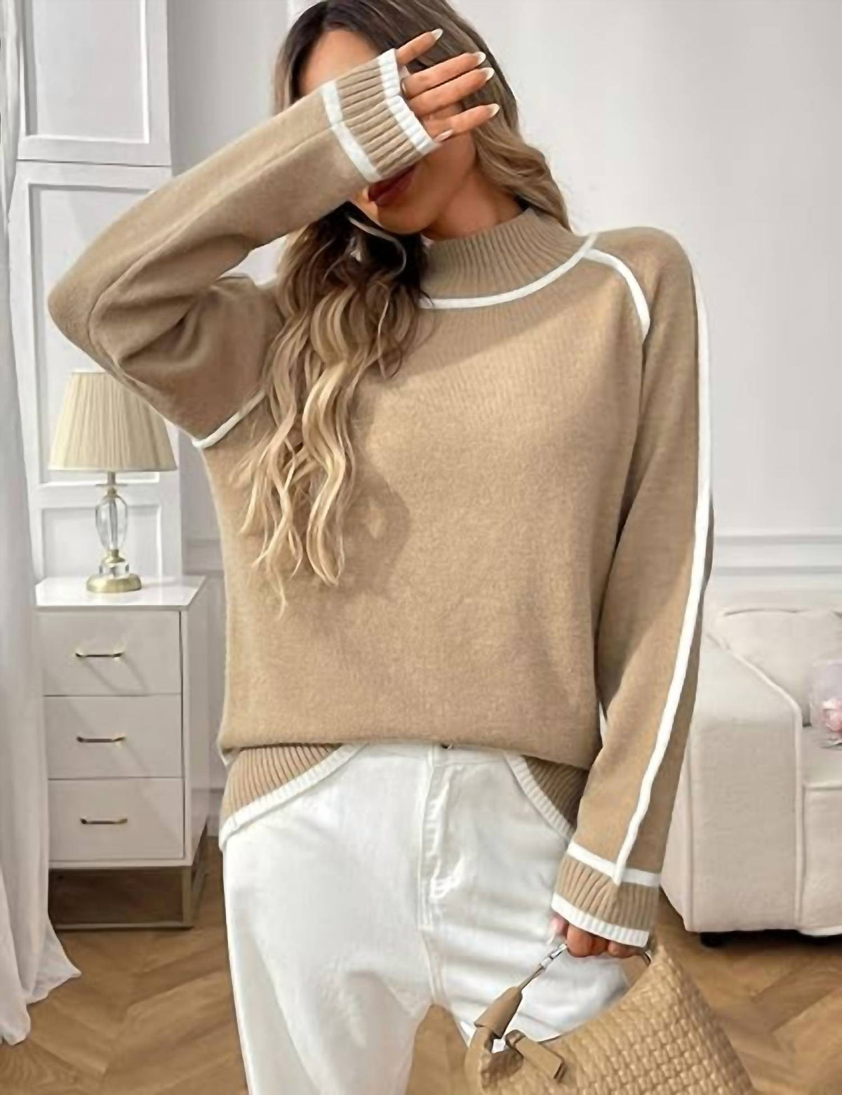 Epretty - Trim Knit Sweater