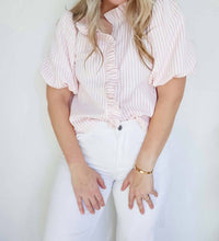 &Merci - Christina Striped Ruffled Button Down Top