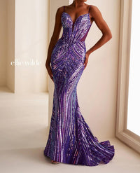 Ellie Wilde - Sleek Sequined Strappy Gown