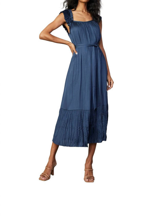 Current Air - Crinkled Ruffled Shoulder Midi Dress