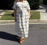 EMILY LOVELOCK Women's Christina Embroidered Dress in white multi - women's dress