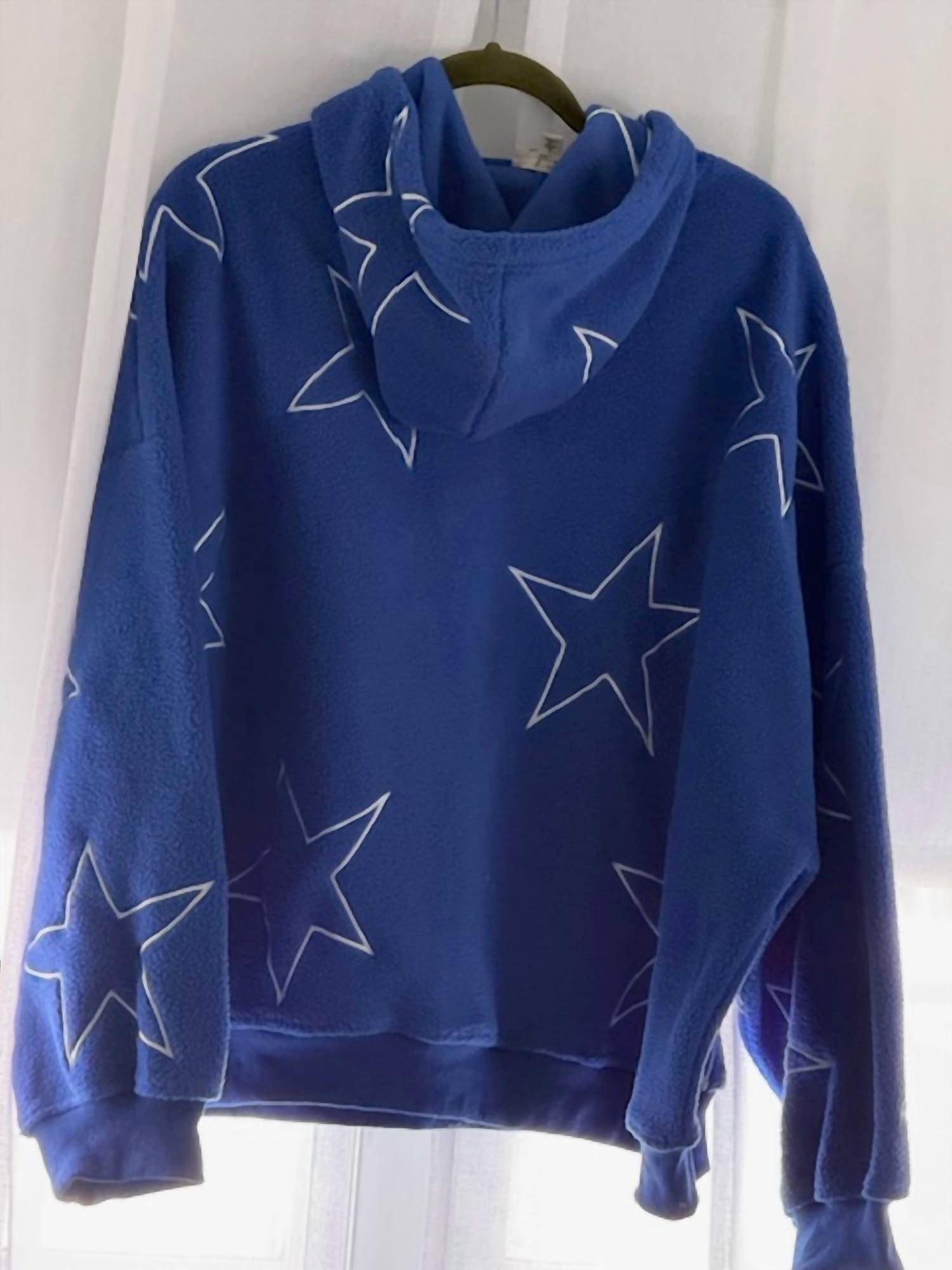 Easel Women's Star hoodie in royal blue - women's top - alternate view
