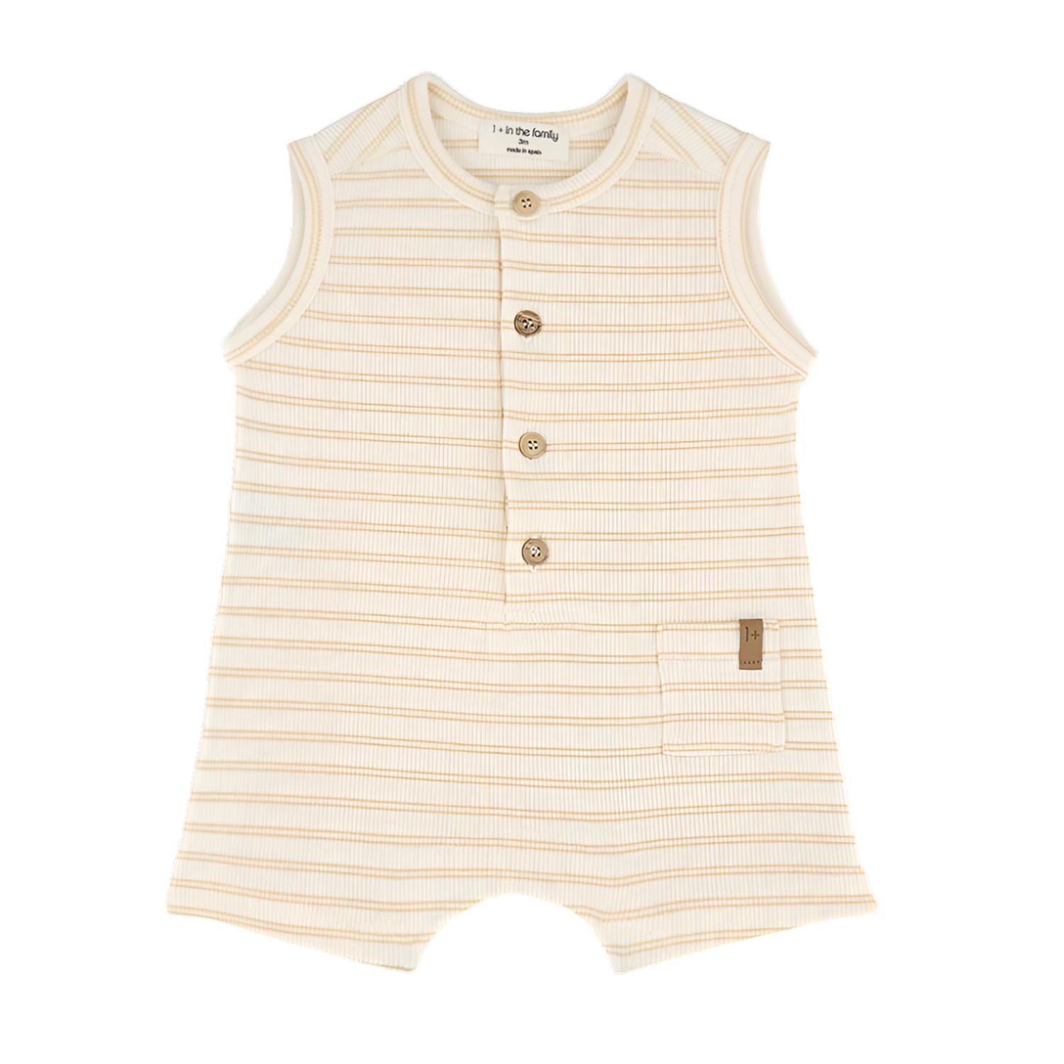 One More In The Family - Kid's Striped Manu Romper