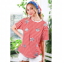 Vine & Love - Sequin Star Stripe Top