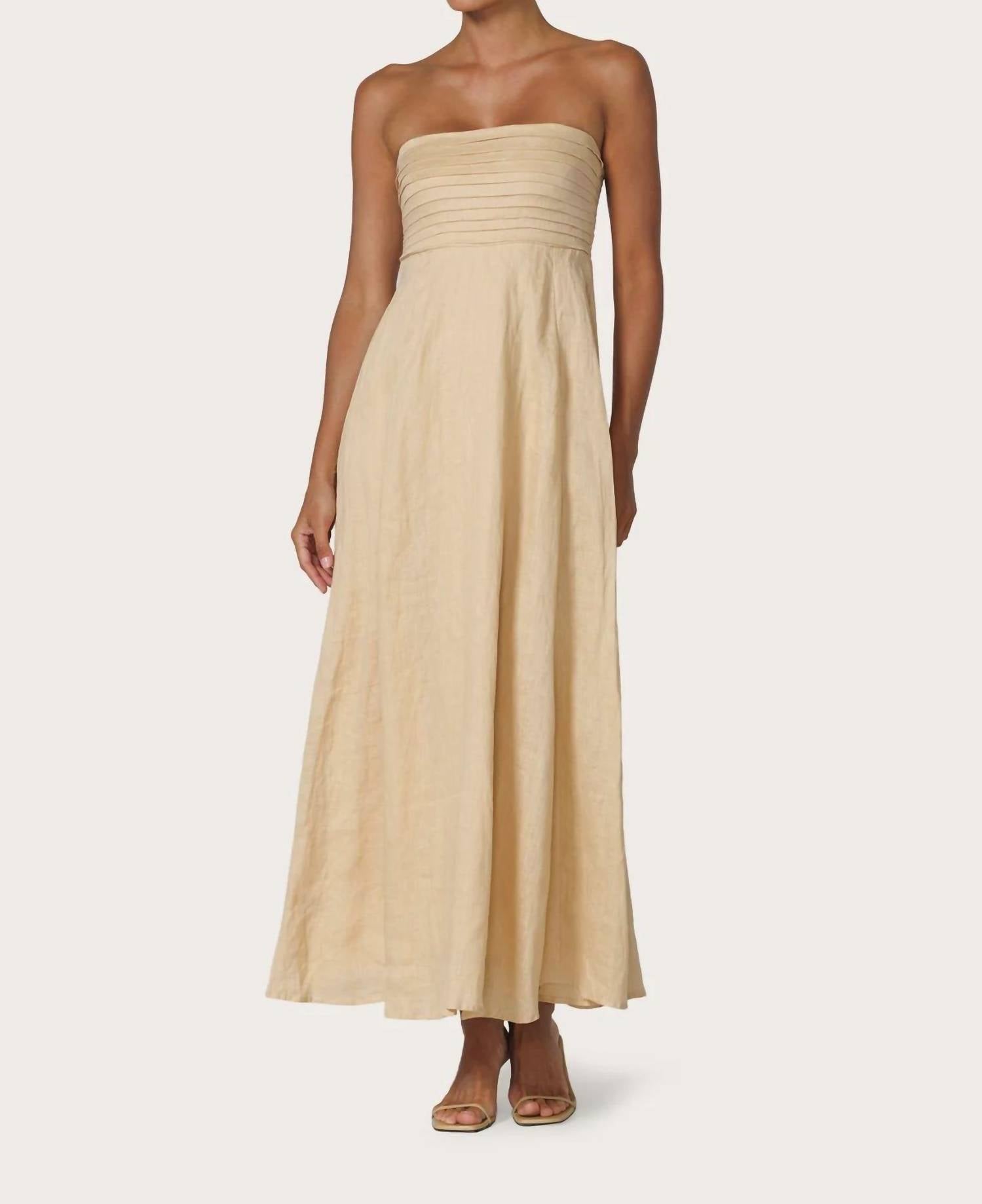 Lusana - Talia Pintuck Linen Maxi Dress