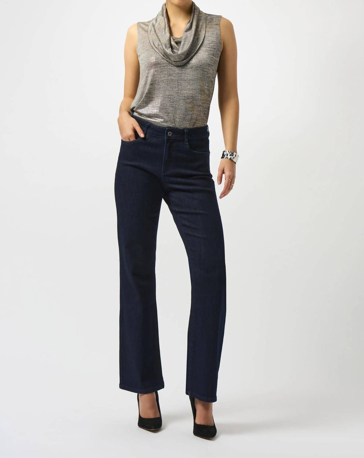 Joseph Ribkoff - Foiled Knit Cowl Neck Sleeveless Top