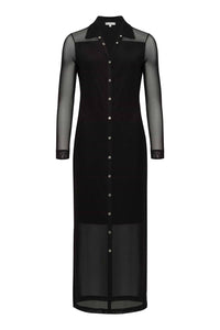 Anatomie Colette Mesh Overlay Shirt Dress in black - women's dress - view 6