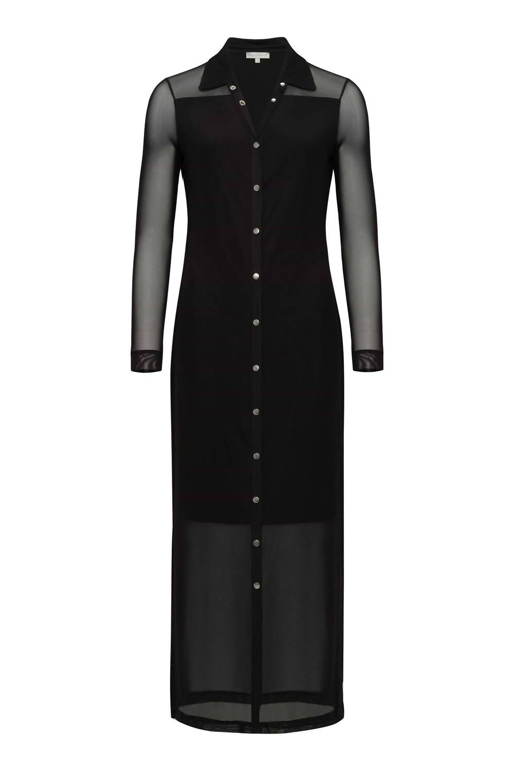 Anatomie Colette Mesh Overlay Shirt Dress in black - women's dress - view 6