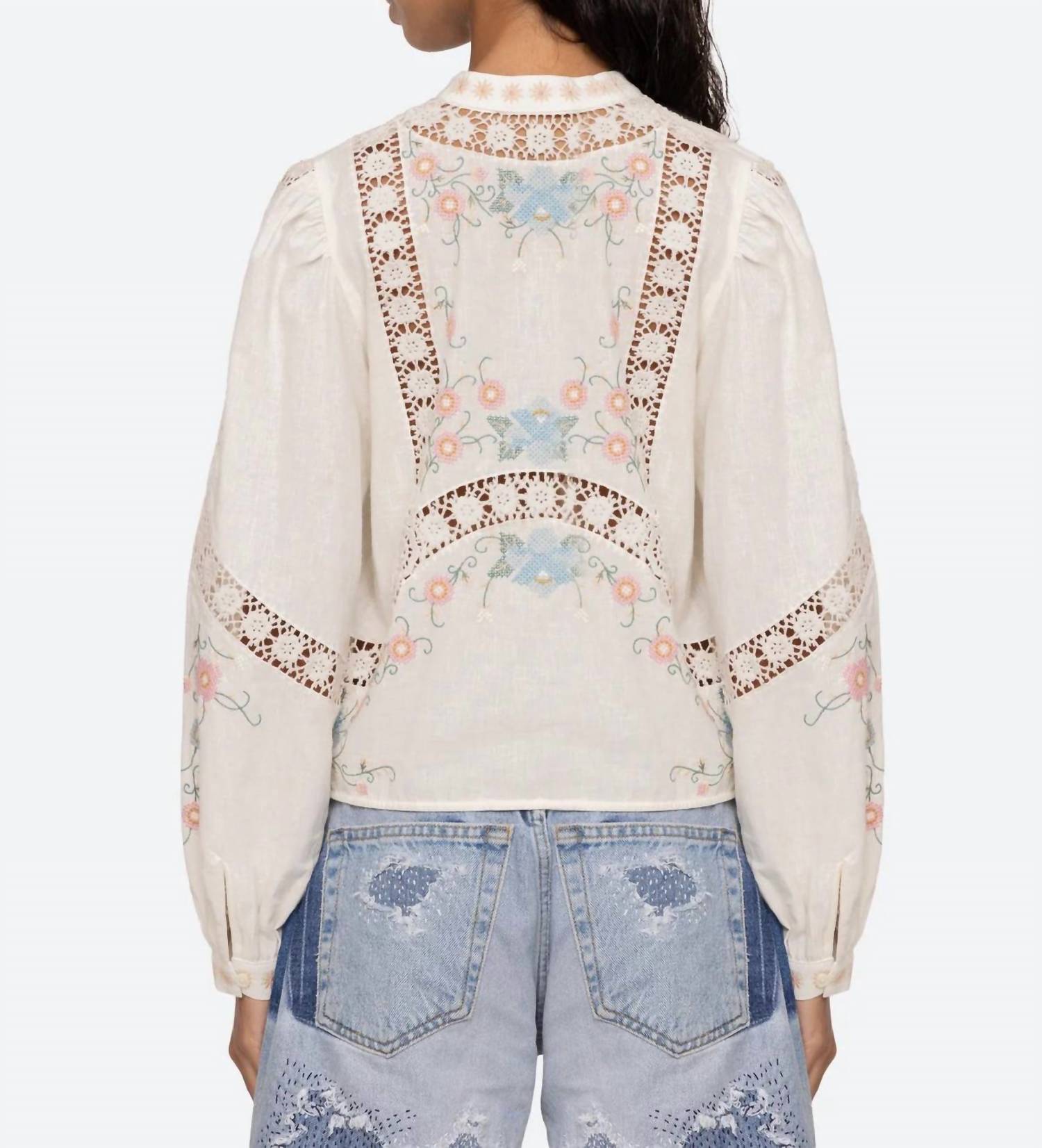 SEA Women's Vesna Blouse in white - women's blouse - detail view