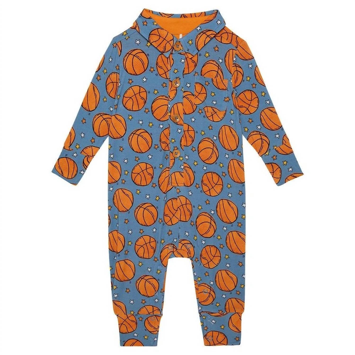 Posh Peanut - Long Sleeve Collared Henley Long Romper
