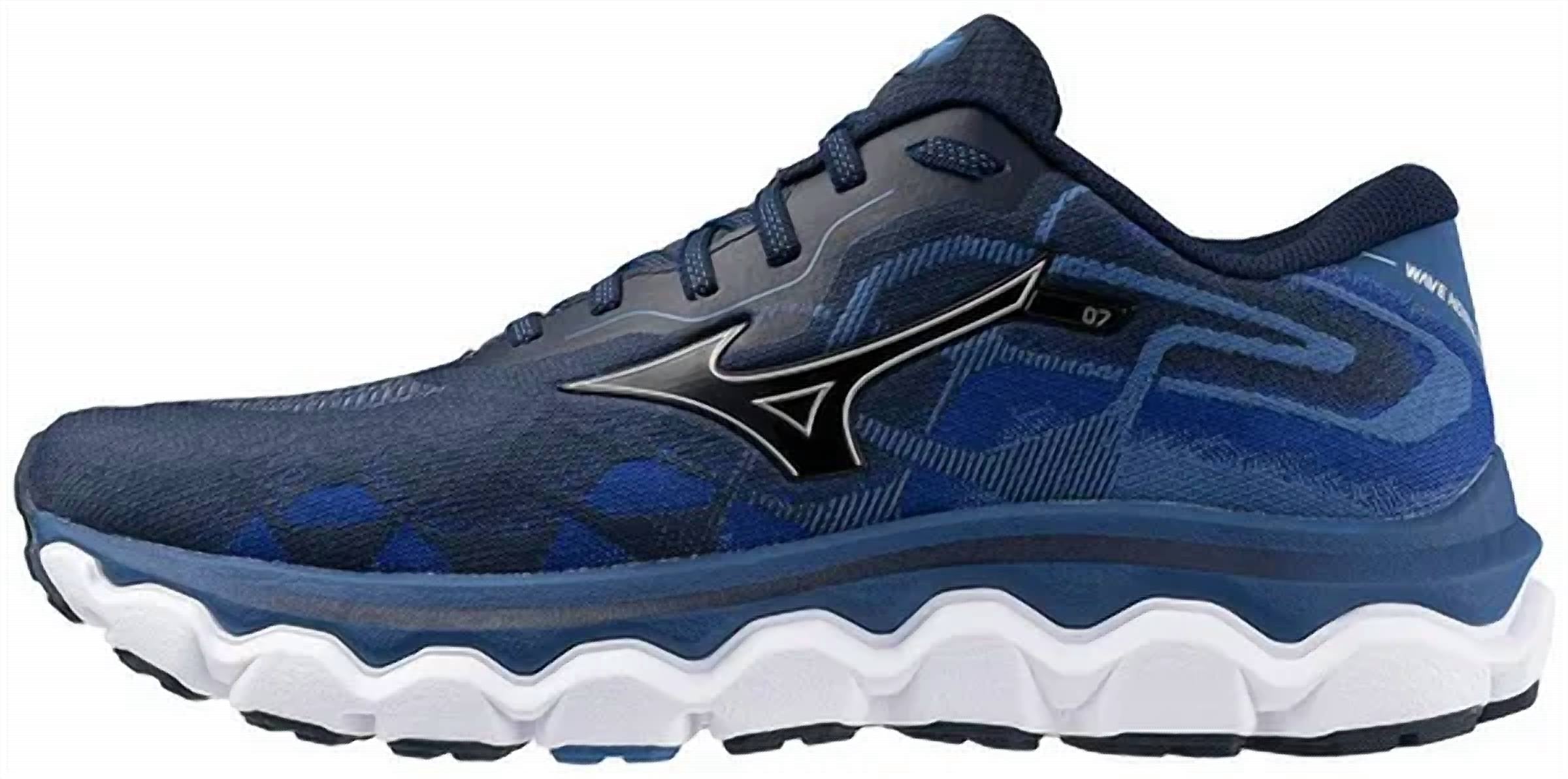 MIZUNO Men's Wave Horizon 7 Running Shoes in dress blue silver - men's sneaker - detail view