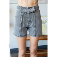 Veveret - Waist Belted Denim Shorts