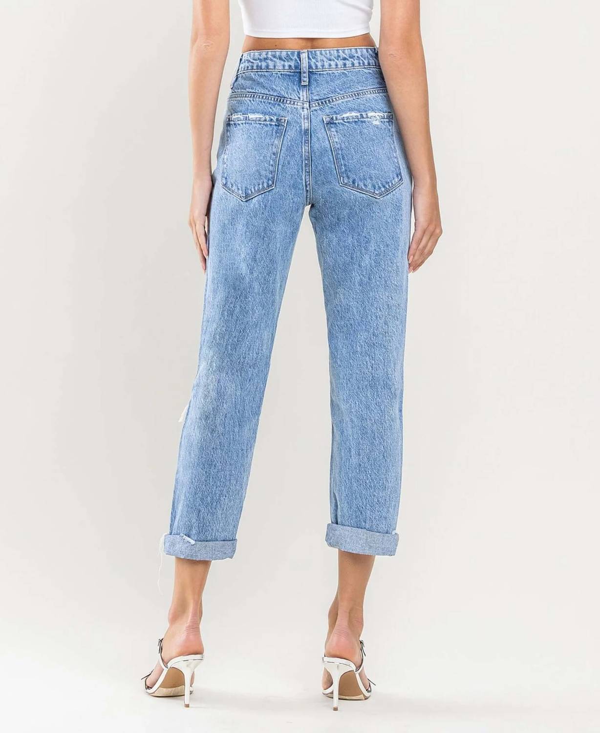 Vervet By Flying Monkey - Distressed Colorblock Mom Jeans