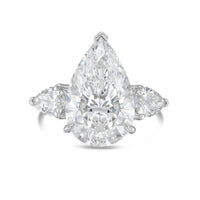 Diana M Jewels - Women's Platinum Diamond Pear Shape Three Stone Ring (12ct Center And 1.50 Cts On Sides)