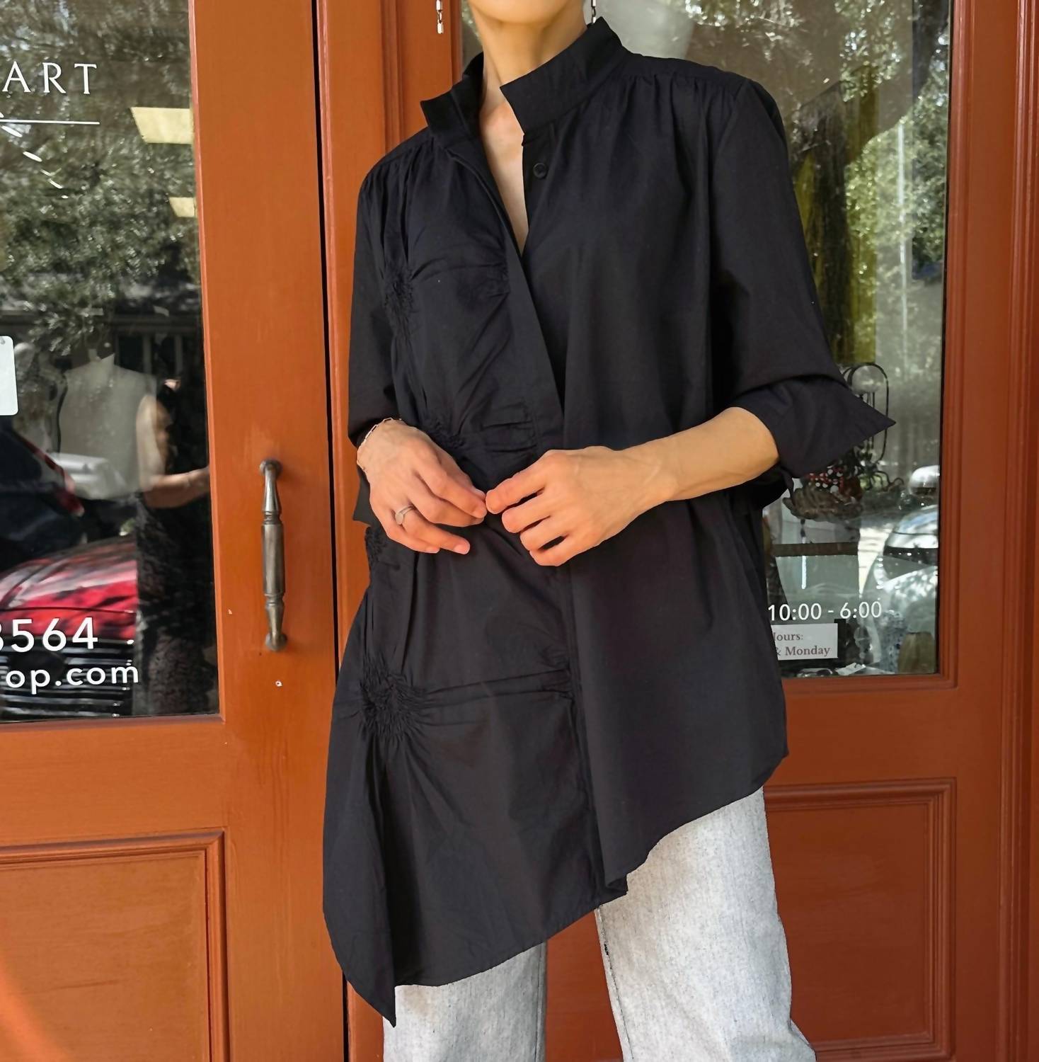 Noen - Asymmetric Gathered Cotton Shirt