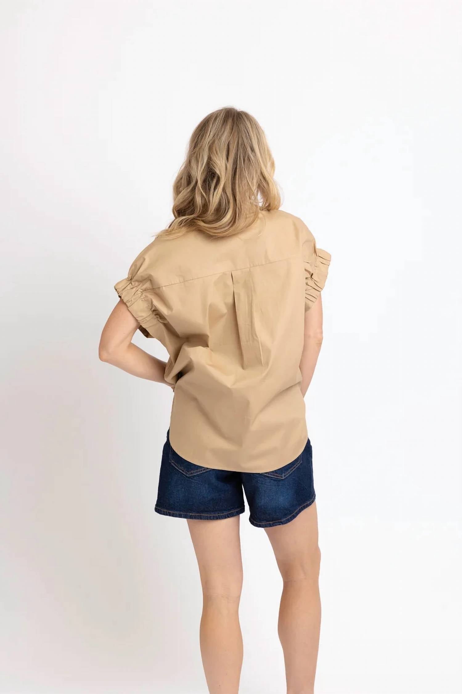 Karlie - Solid Poplin Jeweled Top