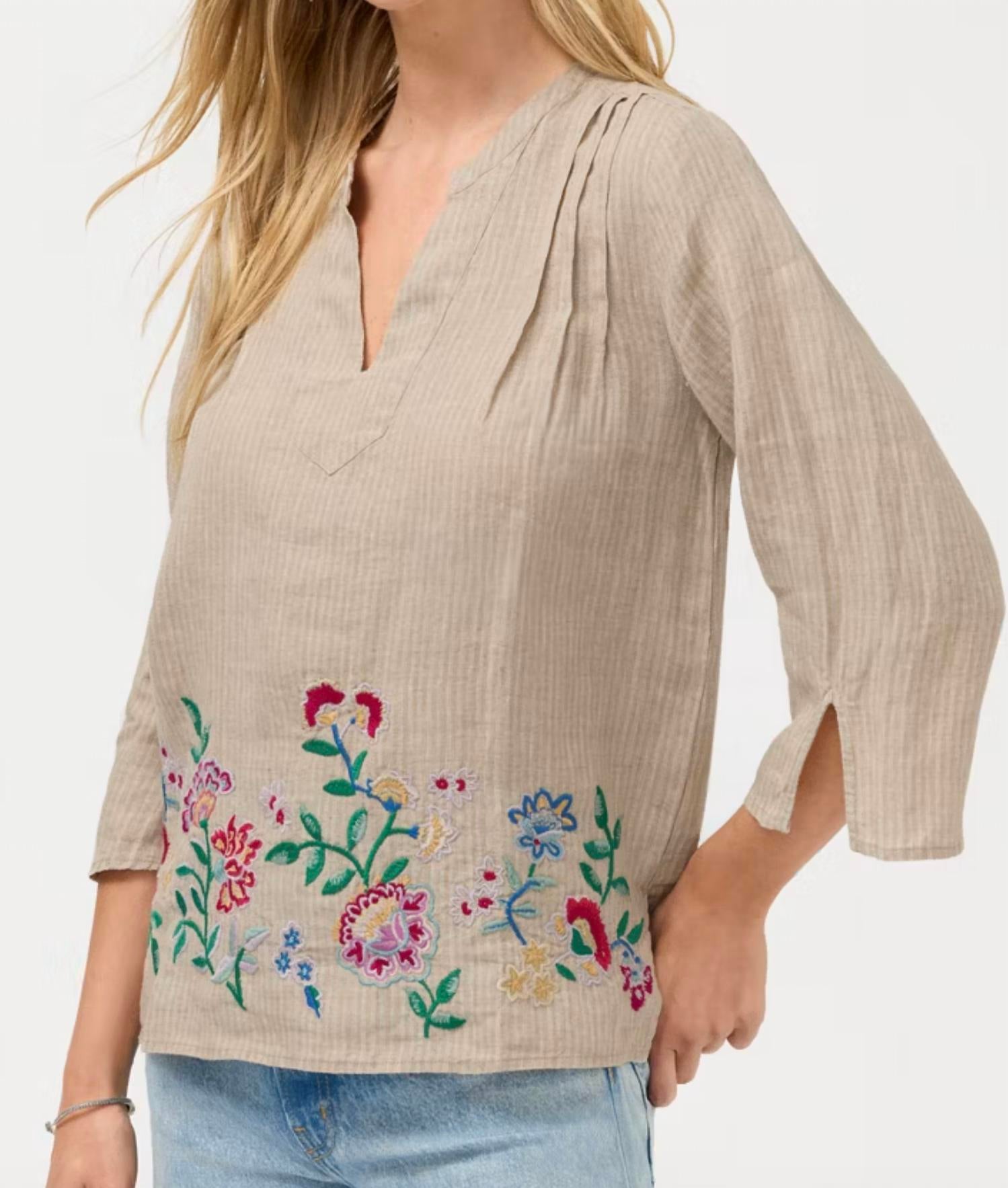 Johnny Was - Sloane V‑neck Linen Blouse