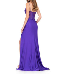 ASHLEYlauren Beaded Bustier Fitted Gown in purple - women's dress - detail view