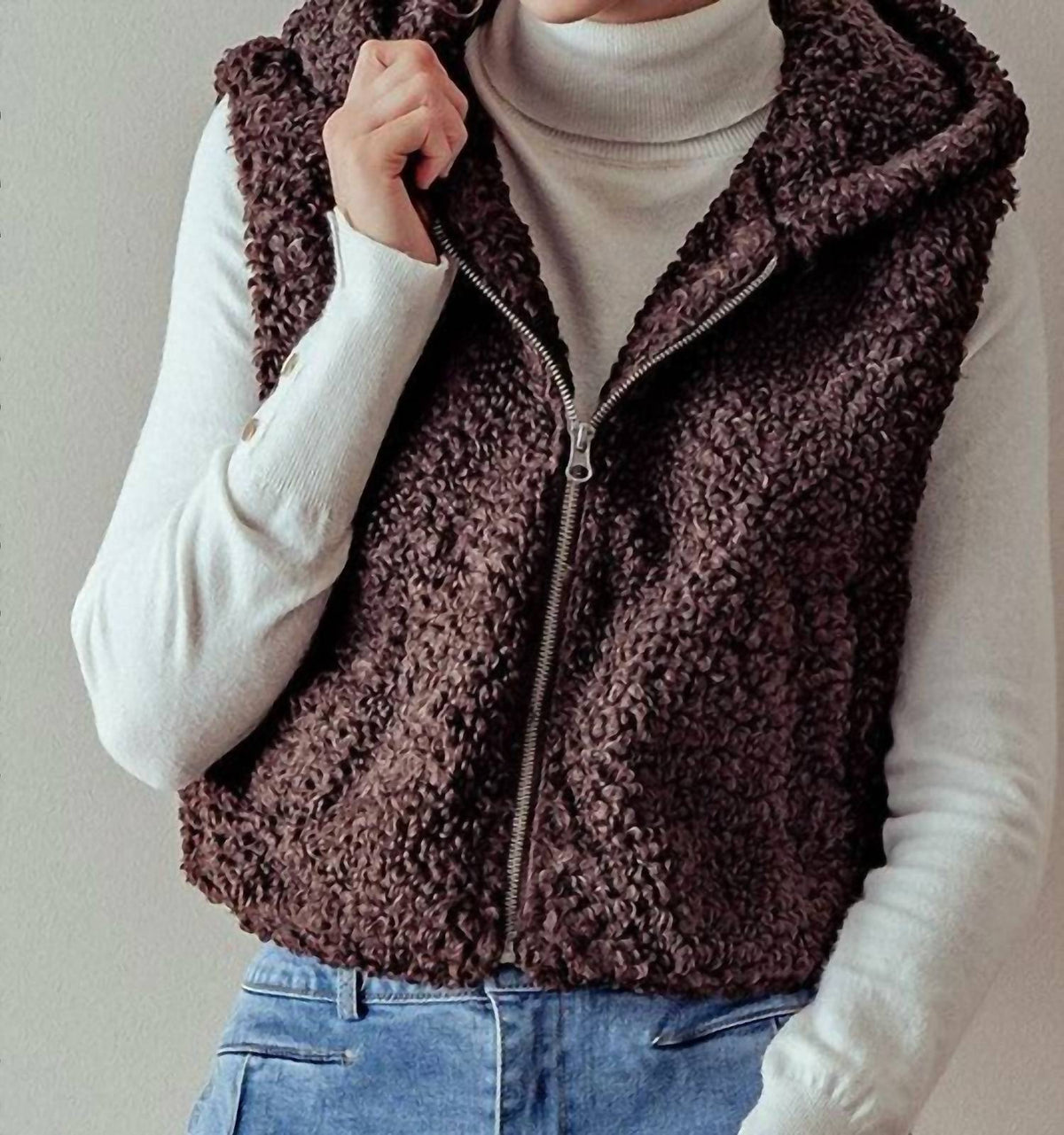 Trend:Notes - Zip Up Hoodie Teddy Crop Vest