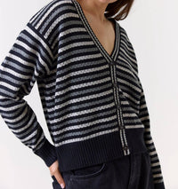 Wispr Pamilla Stripe Cardigan in black - women's cardigan - view 4