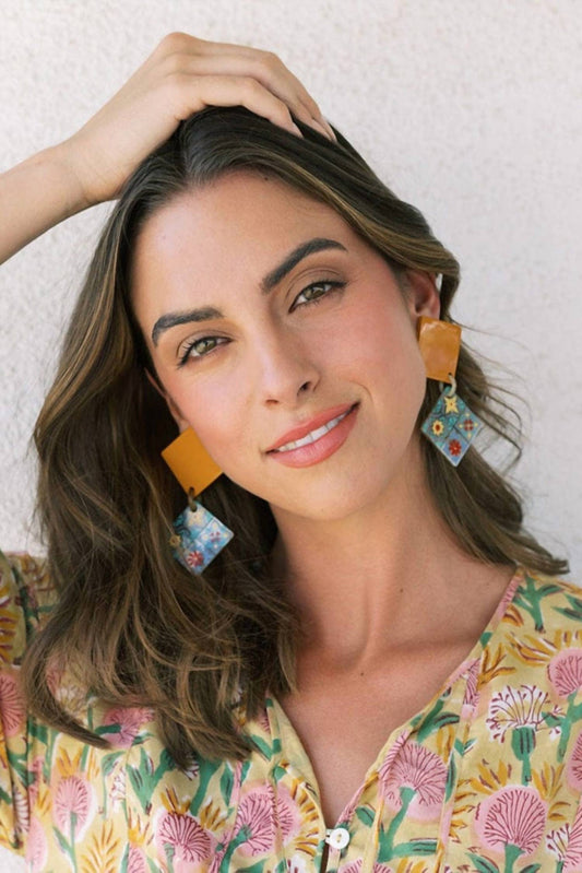 Sunshine Tienda - Women's Burnt Teja Drop Earrings
