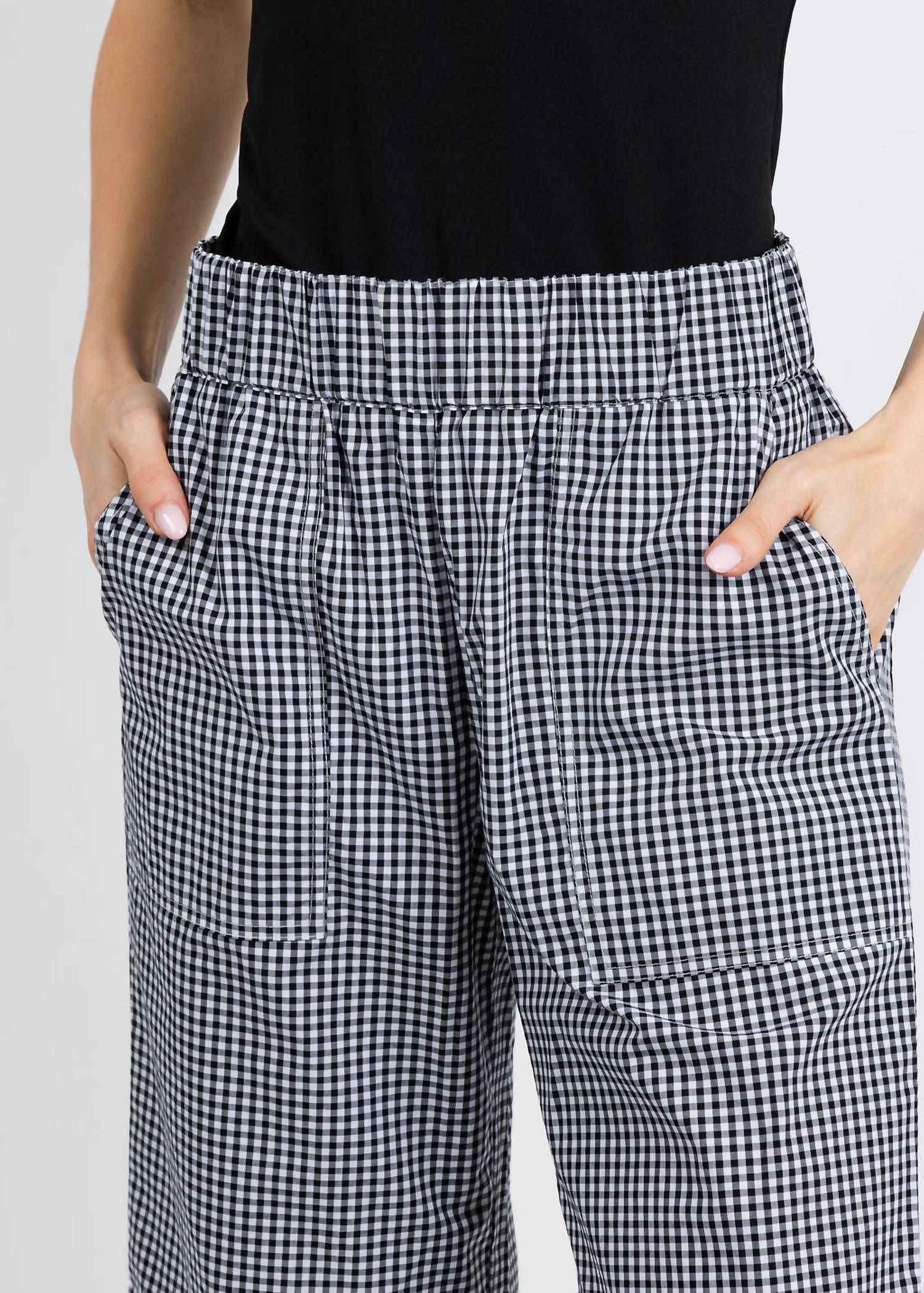 Elliott Lauren Gingham Patch Pocket Pull-on Pants in black white - women's pants - view 5