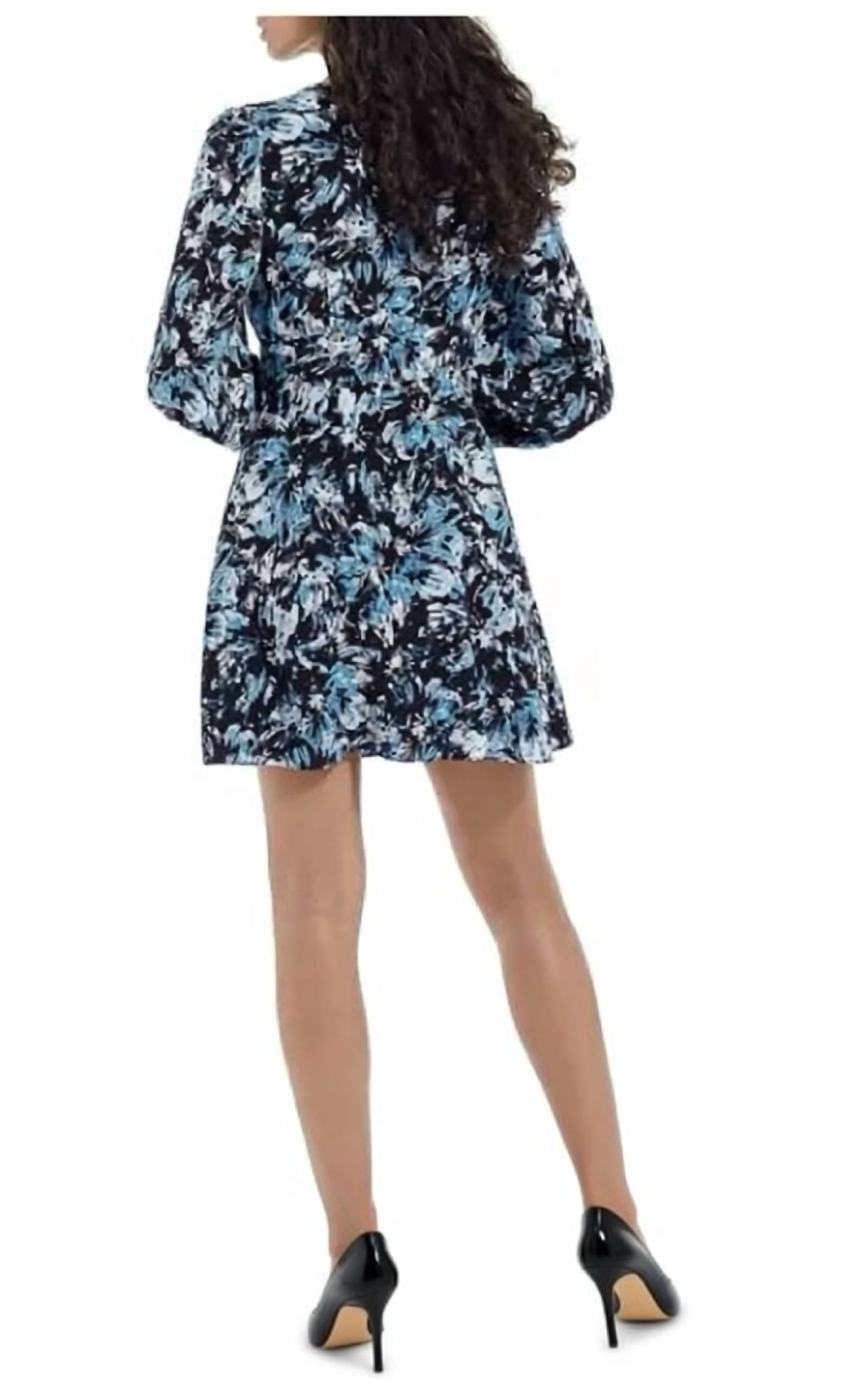 THE KOOPLES Silk Firework Dress in blue21 - women's dress - view 4