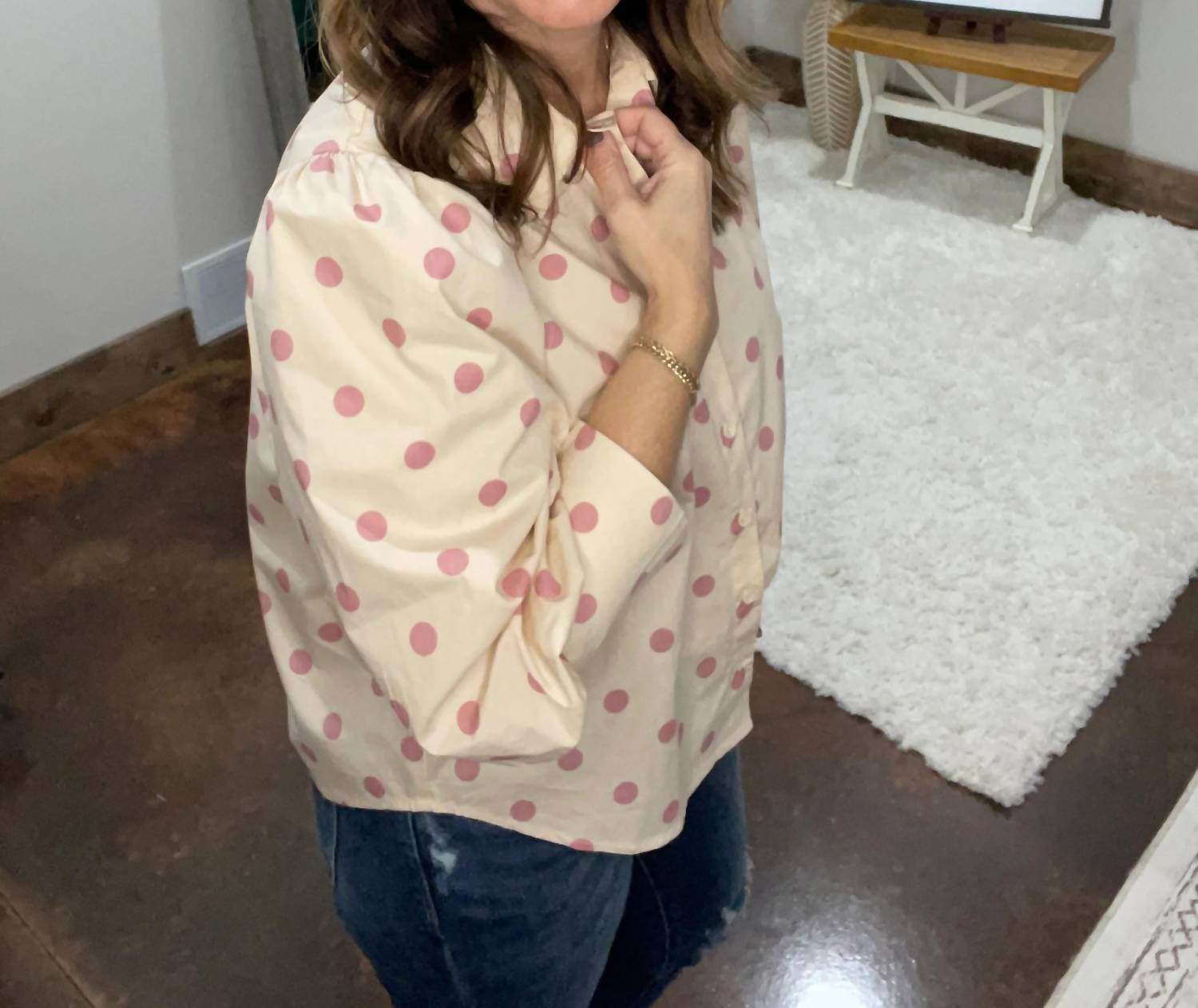 Vine & Love - Playful Polka Dot Puff Sleeve Top