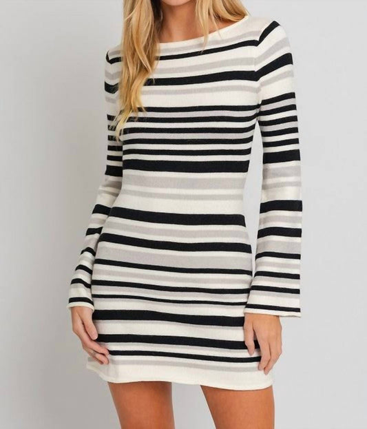 Le Lis - Boat Neck Bell Sleeve Sweater Dress