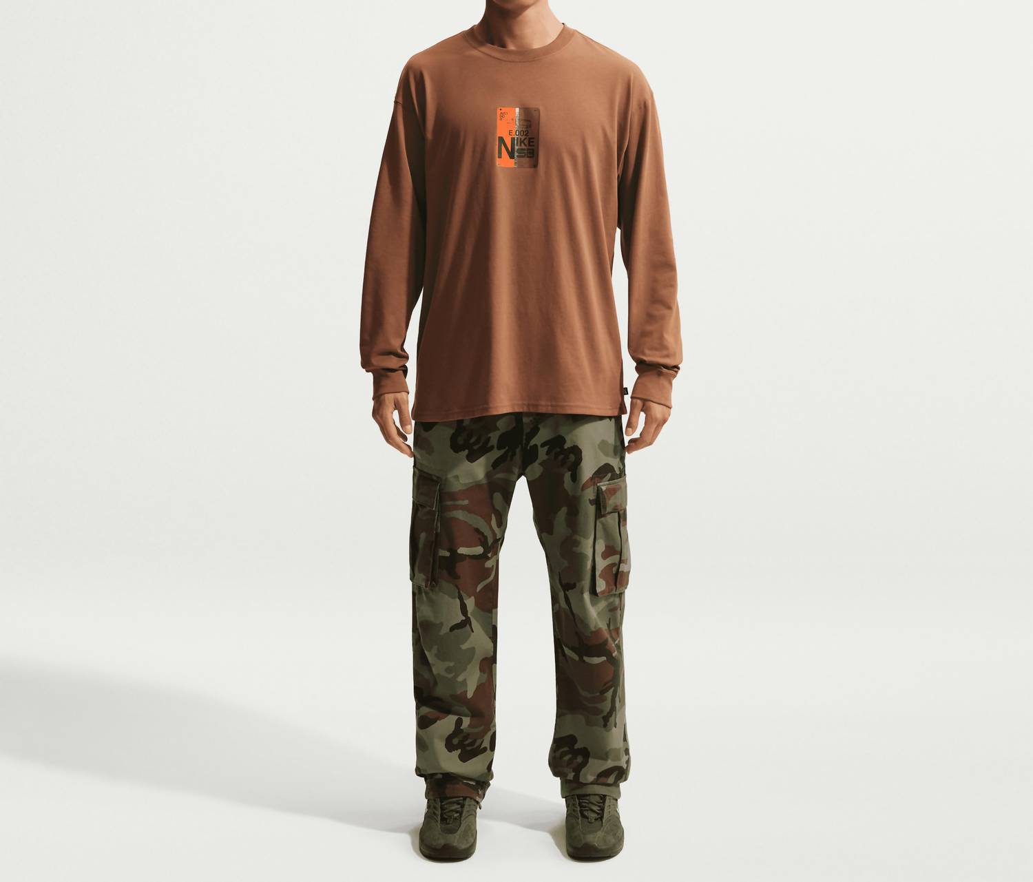 NIKE Muni Long Sleeve T-shirt in light british tan - men's long sleeve top