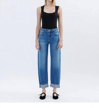 Vervet By Flying Monkey - High Rise Cuffed Barrel Leg Jeans