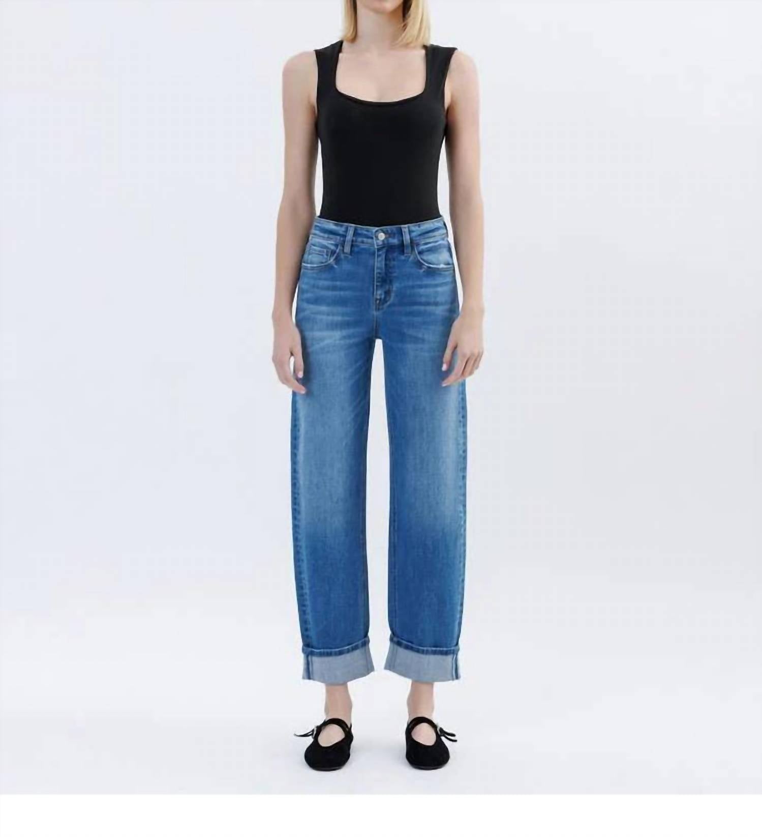 Vervet By Flying Monkey - High Rise Cuffed Barrel Leg Jeans