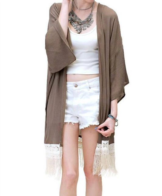 Kori - Bohemian Crochet & Fringe Kimono Jacket