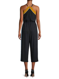 DARVVA V-NECKLINE DRAWSTRINGS COTTON SLEEVELESS JUMPSUIT