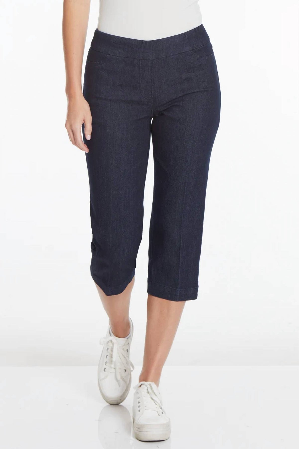 Multiples - Denim Pull On Capri Pants With Back Pockets