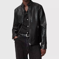 Allsaints - Cora Leather Snap Back Collar Jacket