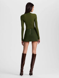 alice + olivia Rubi Mini Skirt in olive green - women's skirt - alternate view