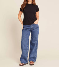 BOODY Ribbed Crew Neck T-shirt in black - women's t-shirt - view 4
